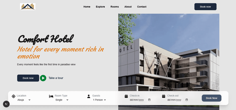 Comfort Hotel Booking Website